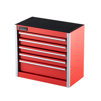 Range-outils portatif en métal rouge de 8,6 pouces, 5 tiroirs pour la papeterie et les fournitures d'artisanat, des rails de tiroir lisses, une petite boîte de rembourrage intégrée, un petit rangement, un atelier ou un meuble-lavabo, plusieurs couches