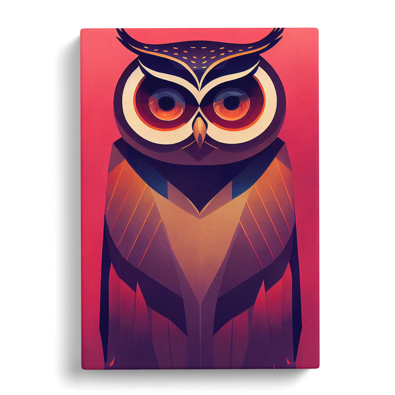 XV1022-4864X Unique Owl Art No.3 Abstract - Print, Wrapped Canvas, 50cm H x 35cm W, No Matte