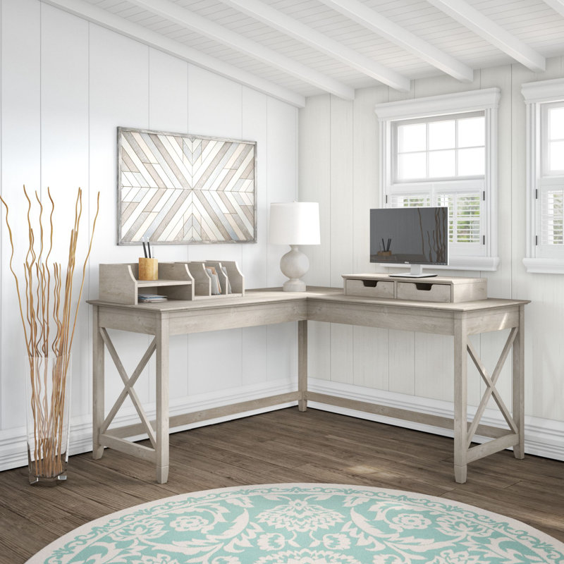 Huckins L-Shaped Writing Desk, Washed Gray