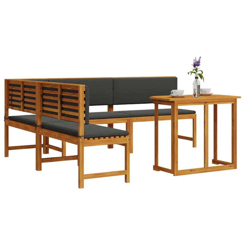 Ensemble de banc de jardin vidaXL 4 pièces en bois d'acacia massif brun