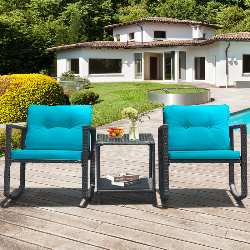 Ehrenberg 2 - Person Patio Conversation Set with Cushions, Blue
