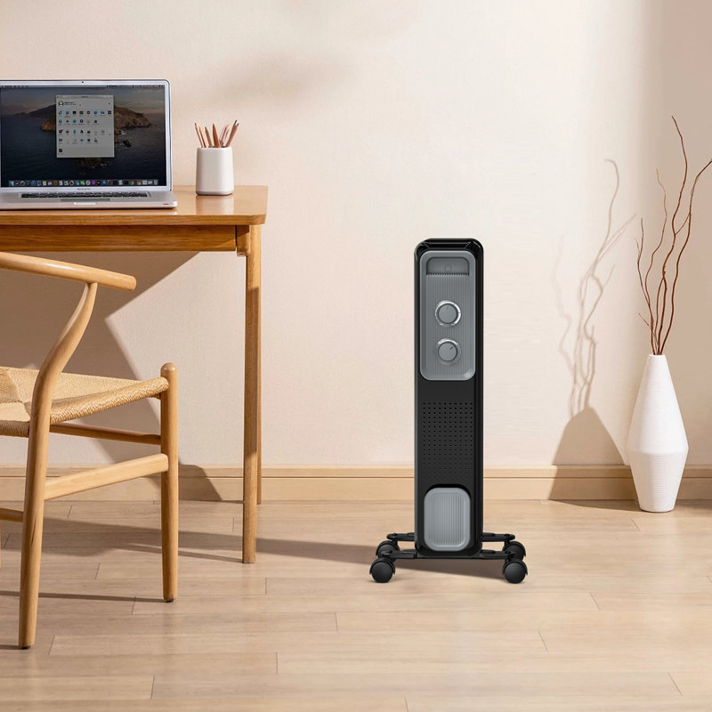 HAVATO 4000 BTU Electric Radiator Space Heater with Adjustable Thermostat, Black