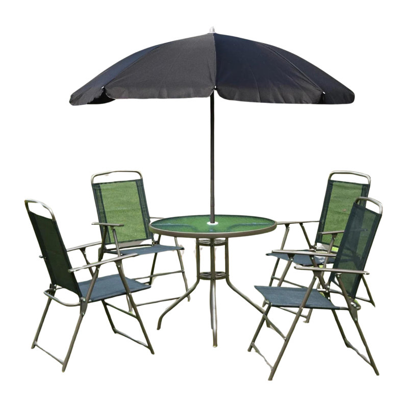 5 - Person 80cm Long Bistro Set With Parasol