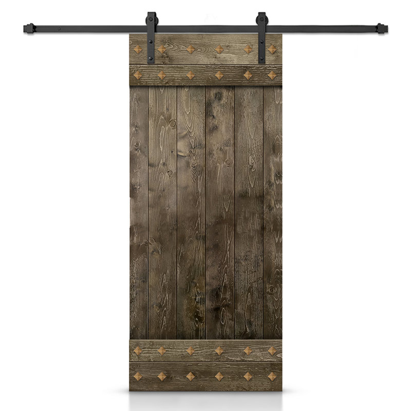 Porte de grange en bois à panneaux avec trousse de quincaillerie d'installation, Espresso, 48 po x 84 po