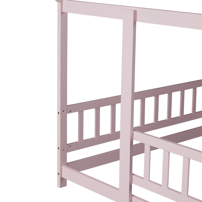 Lit à baldaquin pour enfants Soild Wood Montessori House Bed, Double, Rose
