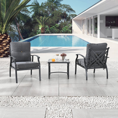 Outdoor Metal 3-Piece Patio Conversation Set