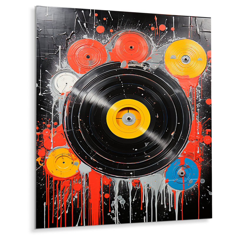 Art mural en métal rétro noir et jaune, H 32 po x l 16 po x P 1 po