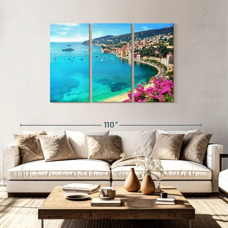 Plage côtière Gillard Villefranche-Sur-Mer, H 48 po x l 74 po