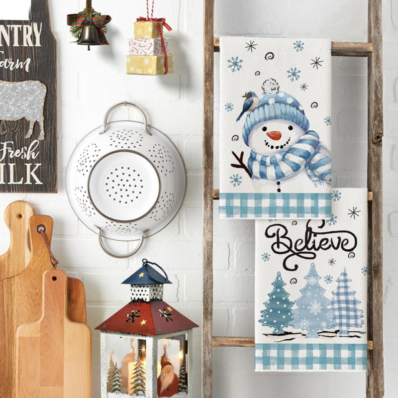 Ensemble de 2 essuie-tout Xmas, Blue/White