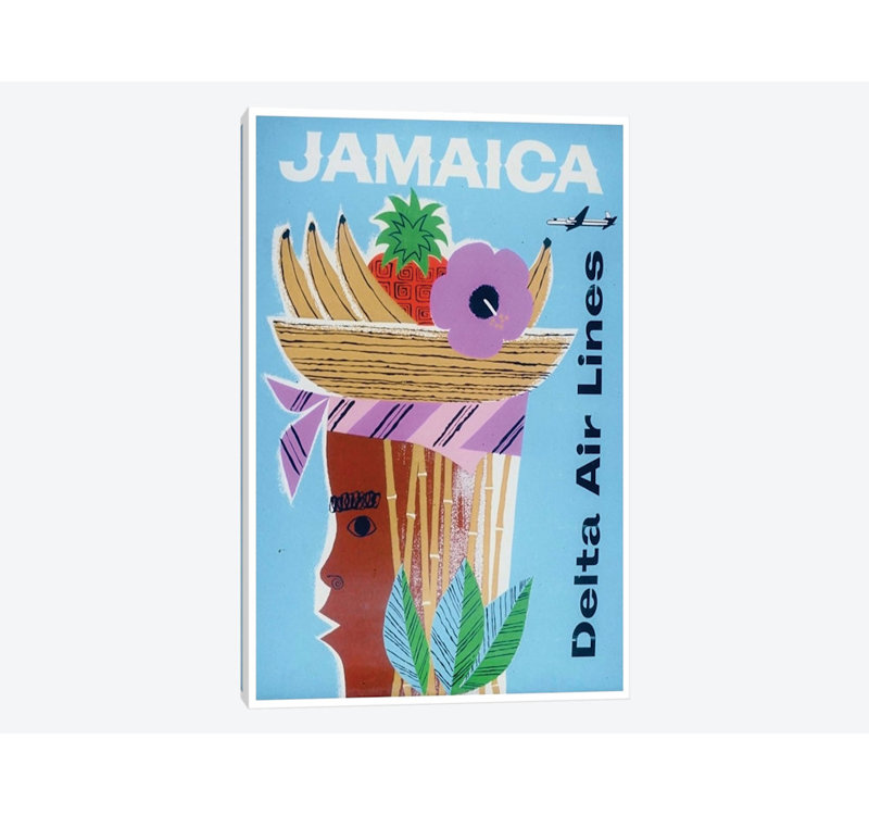« jamaïque-delta air lines », affiche rétro sur toile, 12" H x 8" L x 0.75" D
