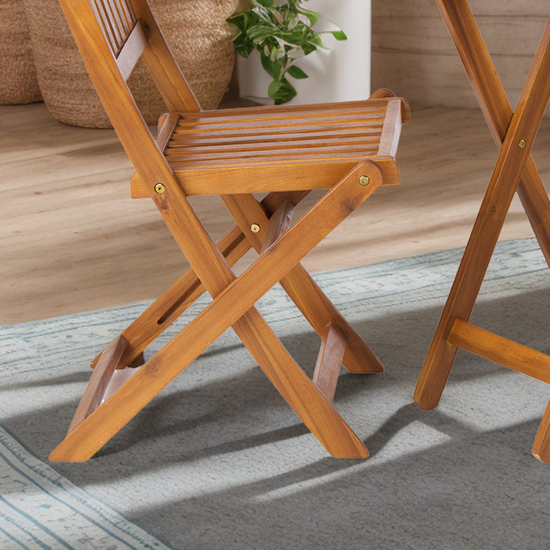 Ensemble de salle à manger d'extérieur 3 pièces en bois d'acacia, Marron clair