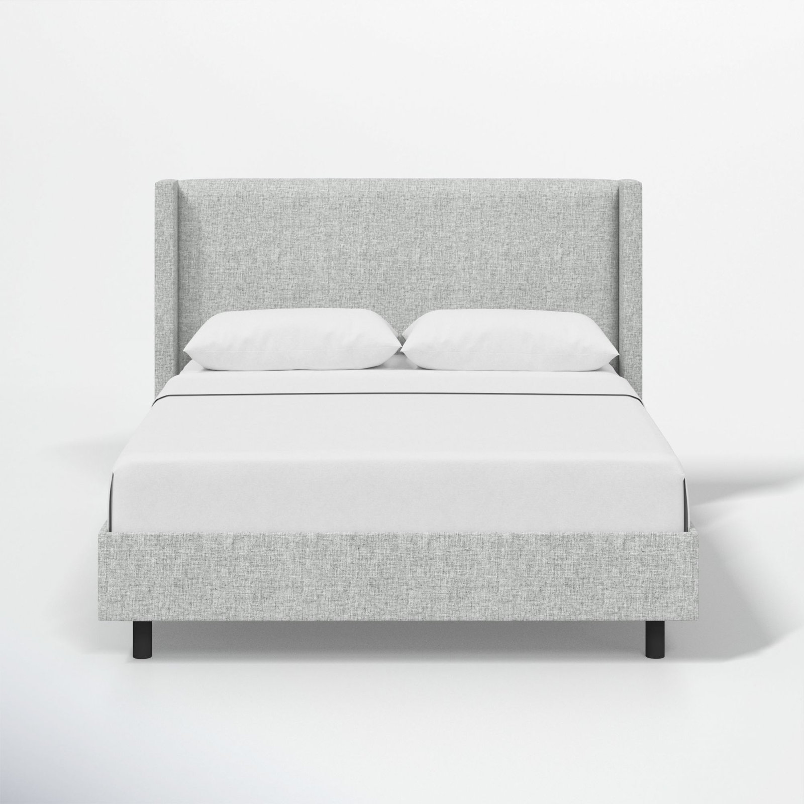 Hanson Cotton Upholstered Wingback Bed, King, Zuma Pumice Textured Linen