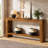 63" Solid Wood Console Table with 2 Shelves
