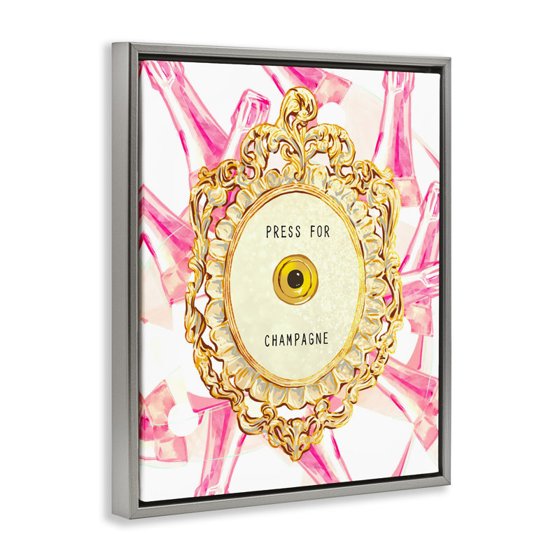 Sonnette champagne avec cadre flottant à motif, design par Ziwei Li, Cadre flottant gris lustré, H 31 po x l 25 po