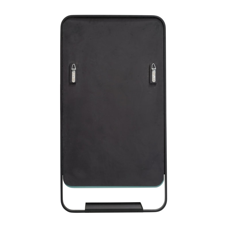 Radius Corner Bathroom / Vanity Mirror with Shelves, Black
