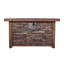 Produit Foyer de table rectangulaire de 50 000 BTU, plateau à grain de bois artificiel et base à texture de pierre artificielle