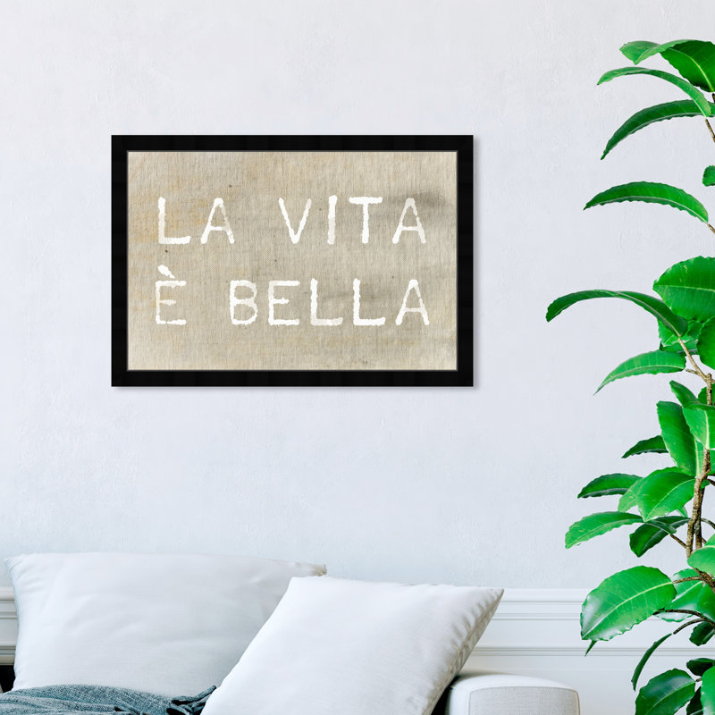 " Life Is Beautiful Typography And Quotes ", 18" H x 26" W, Black Framed