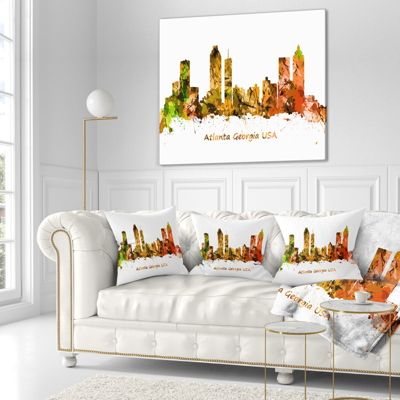 Oreiller cityscape d’horizon de géorgie atlanta, 18 po x 18 po