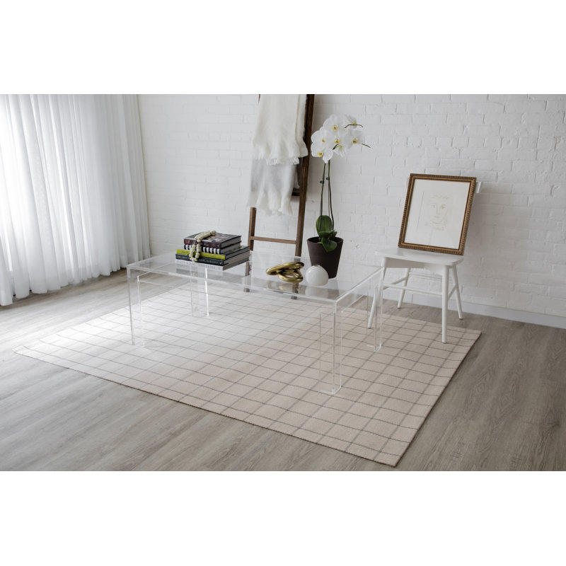 Tapis beige en laine tissé à la main Marlborough, Rectangle 5 pi x 8 pi