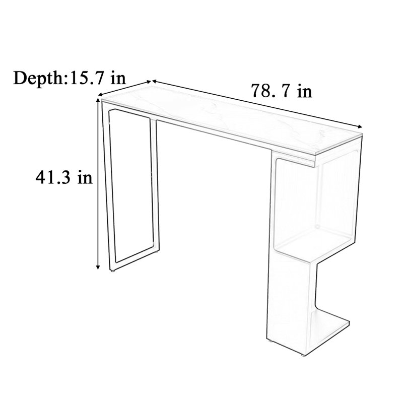 Tables et chaises de bar de cuisine d'inspiration design, H 41,3 po x L 78,7 po x l 15,7 po, Blanc