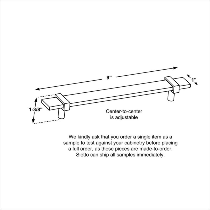 Adjustable 9" Length Bar Pull, Satin Brass/Black, 9"