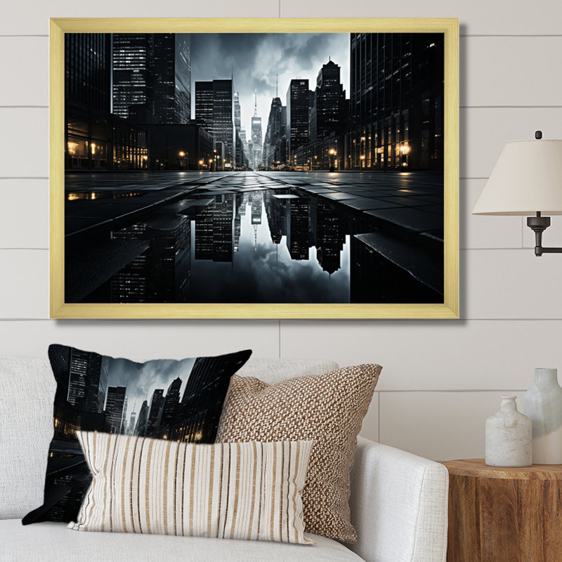 Skyscrapers Urban Elegance II - Architecture Wall Art Prints, Encadrement doré, H 12 po x l 20 po x P 1 po