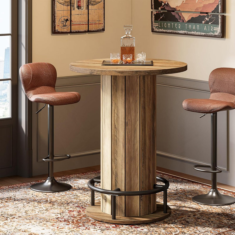 Table bistro de 31,51 po de largeur x 39,37 po de hauteur avec repose-pieds, parfaite pour les petits espaces et les rassemblements confortables