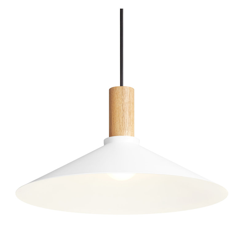 Emblem 1 - Light Pendant, White, White Oak, 9" H x 18" W x 18" D