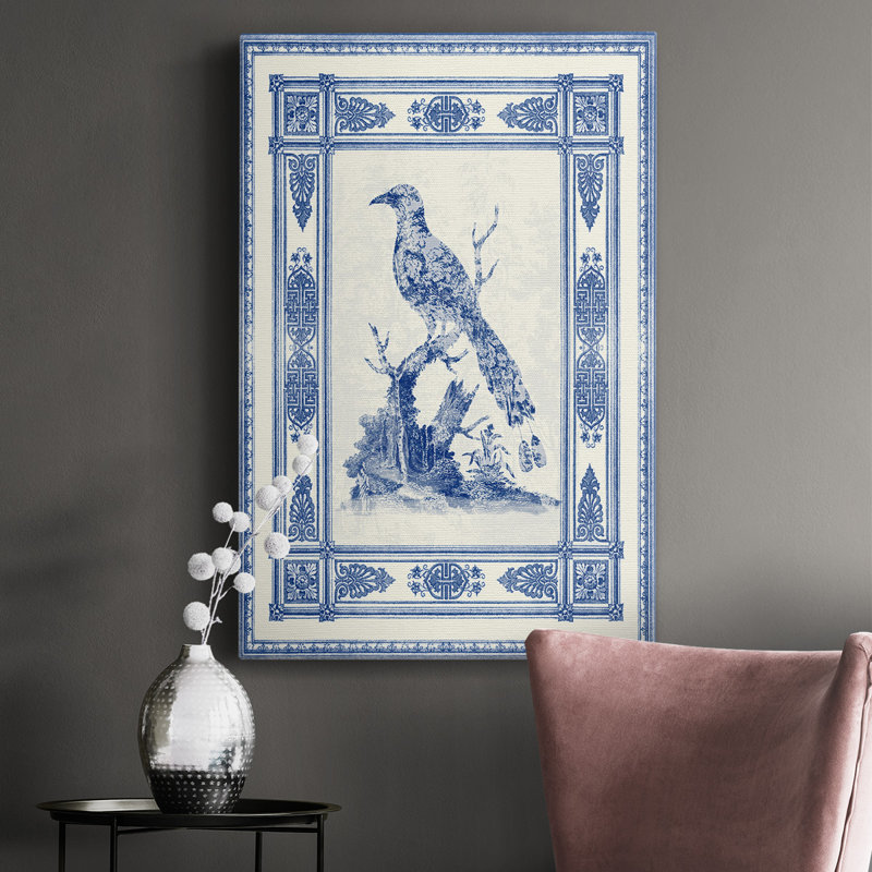 Toile de Jouy II - impression sur toile tendue, H 27 po x l 16 po x P 1 po