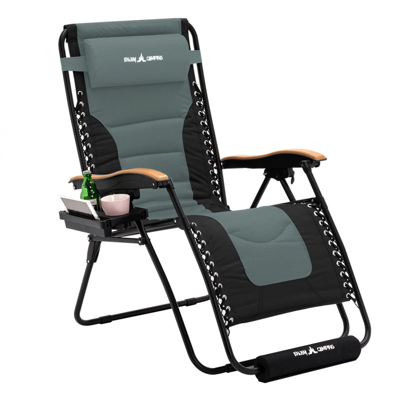 Chaise rembourrée inclinable zéro gravité avec coussin, gris
