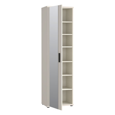 Canonero Modern, 1-door shoe cabinet with floorlength mirror, engineered wood, beige, 50.2 cm W x 179.1 cm H x 34.8 cm D