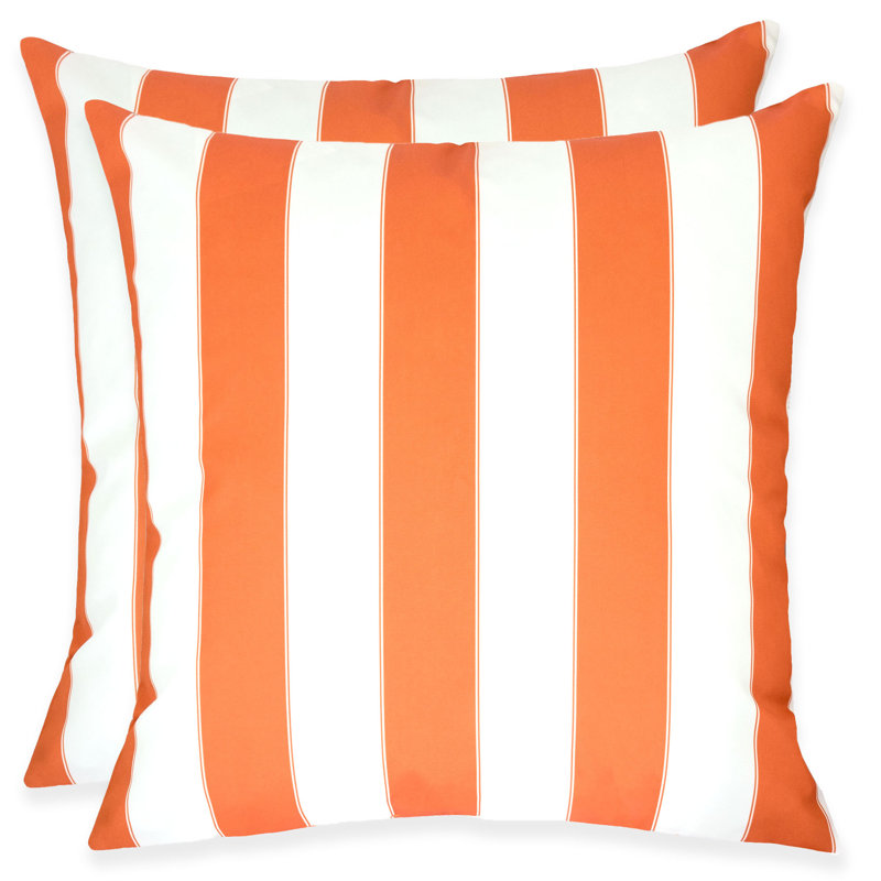 Striped Outdoor Reversible Throw Pillow, Orange, 14" x 20"