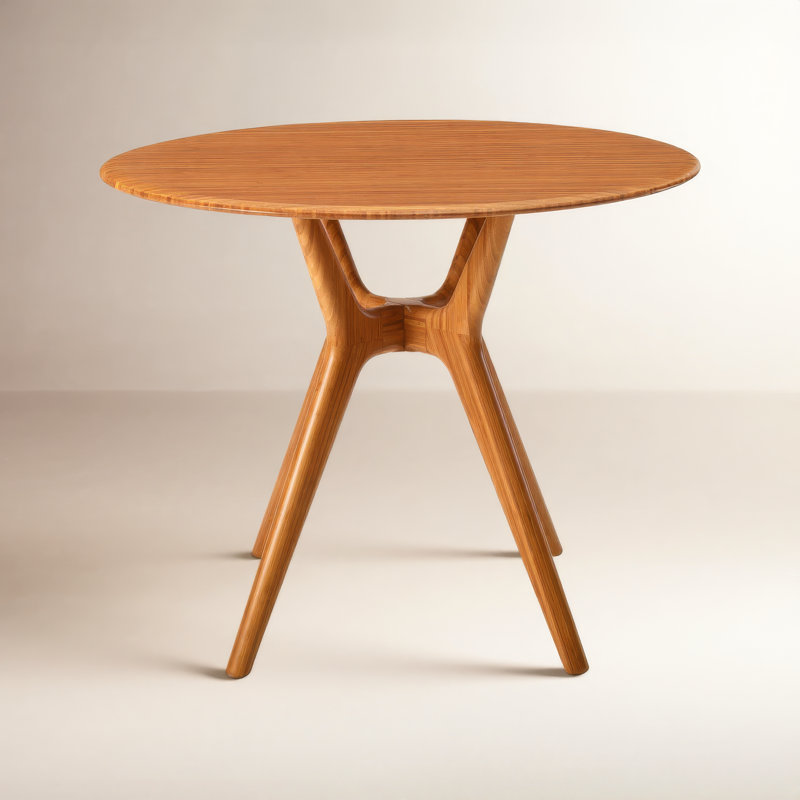Table de salle à manger en bois massif de bambou de 36 po Evangéliste, Ambre
