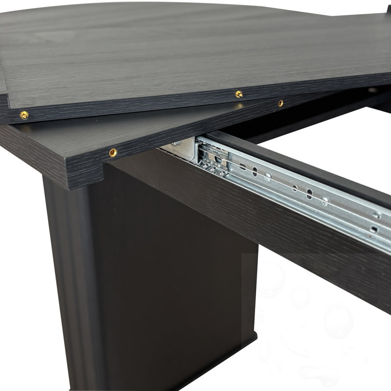 Oval Extendable Dining Table with sturdy base, Black