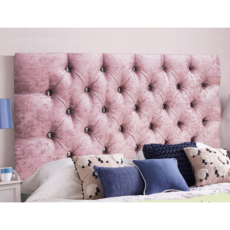 Esters Upholstered Headboard, Small Double (4'), Velvet, Pink