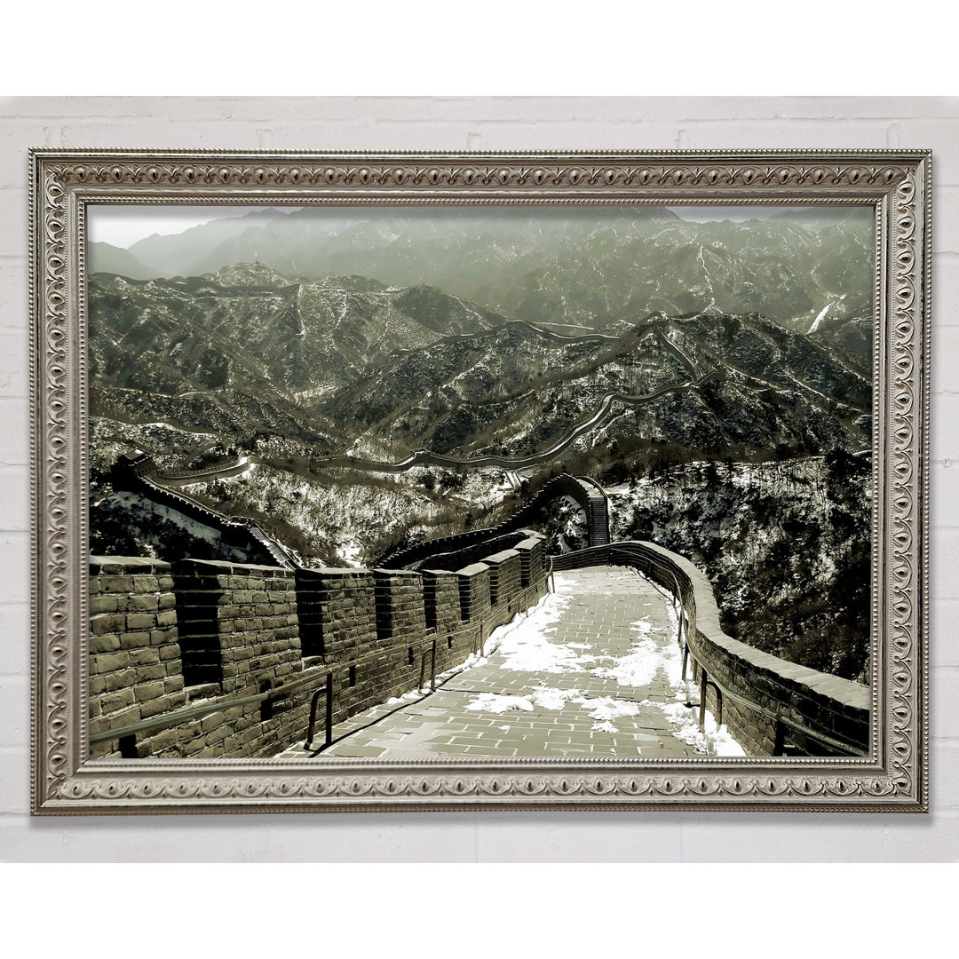 Die Chinesische Mauer in Sepia - Einzelner Bilderrahmen Kunstdrucke