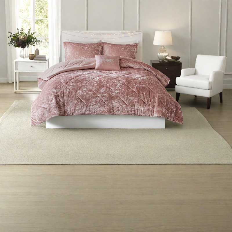 Luxurious Velvet Bedding Sets, Polyester Texture, Modern Blush Comfort For Home