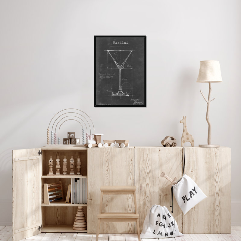Barware Blueprint V by Ethan Harper - Painting, 50cm H x 34cm W, Black Framed Paper Print