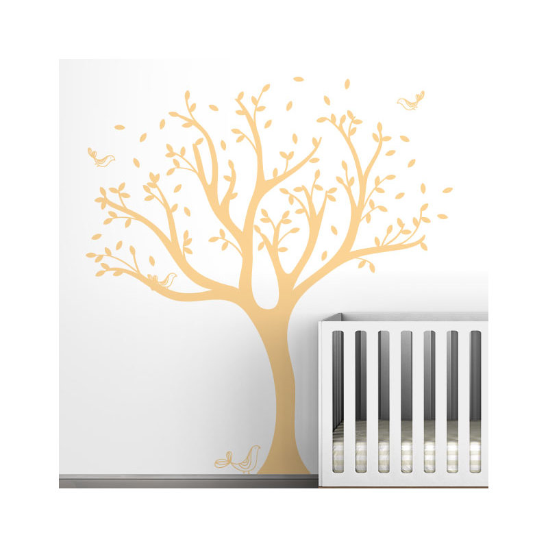Décalcomanie murale arbre tweet, Jaune clair