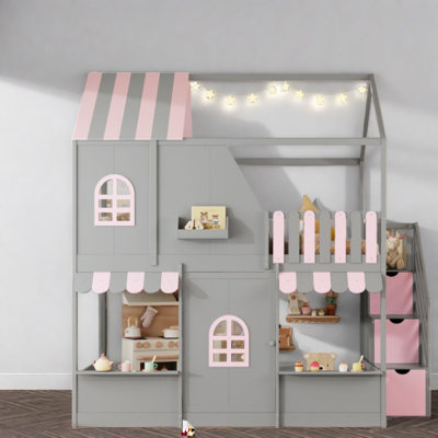 Beds With Storage, Full Wood Mdf House Bunk, Modern Kids Bedroom