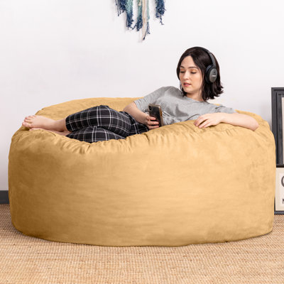 Jaxx Basics 5 Foot Large Adult Bean Bag Chair, Oversized With Filler, Gray by Jaxx