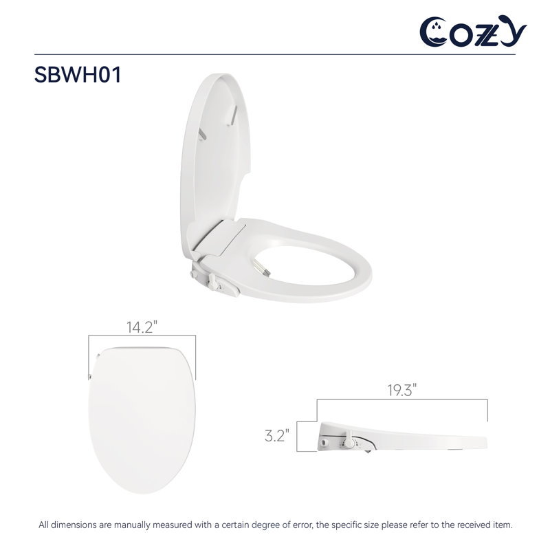 Non-Electric Elongated Bidet Toilet Seat with Rear & Feminine Wash, Water Pressure Control and Self-Cleaning Nozzles