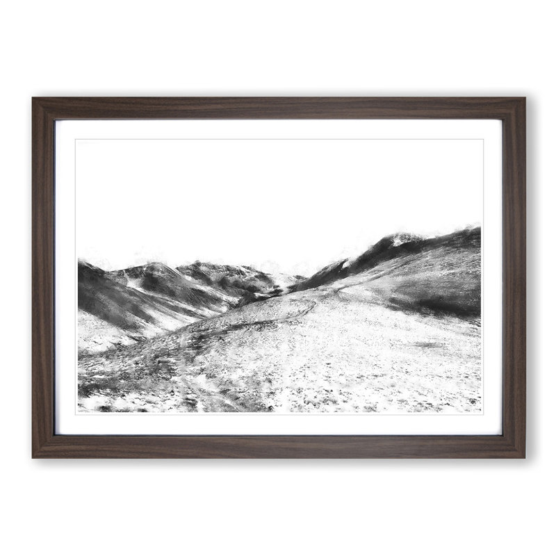 Path Through the Lake District - Picture Frame Graphic Art Print, 33cm H x 45cm W x 2cm D, Walnut