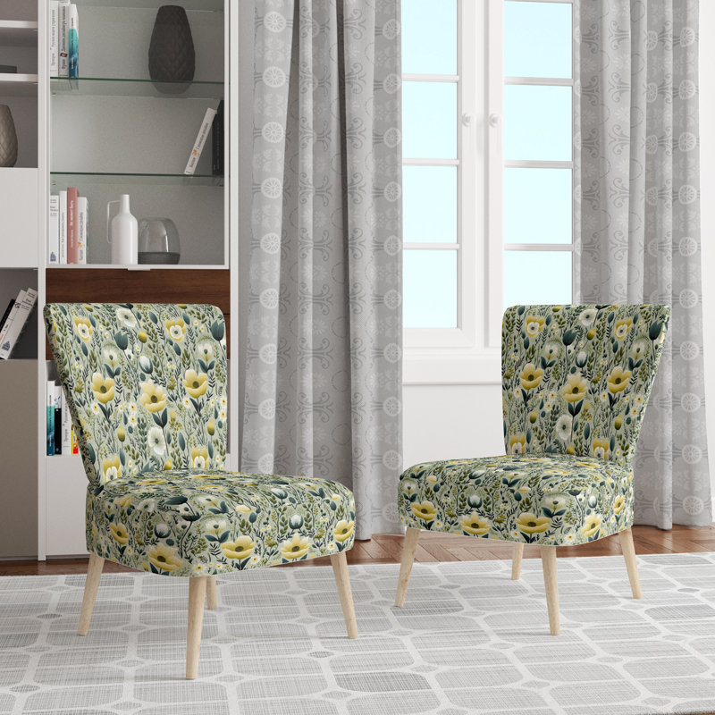 Fauteuil d'appoint rembourré vert et blanc Tranquil