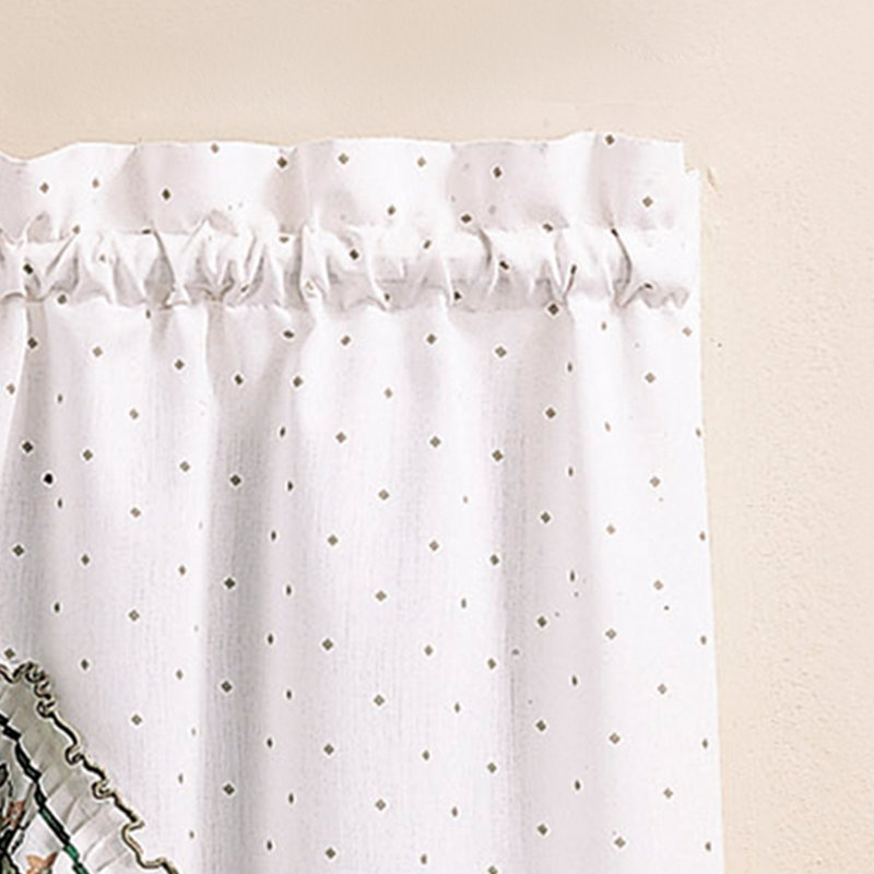 White Cotton Polyester Lace Kitchen Curtain Set