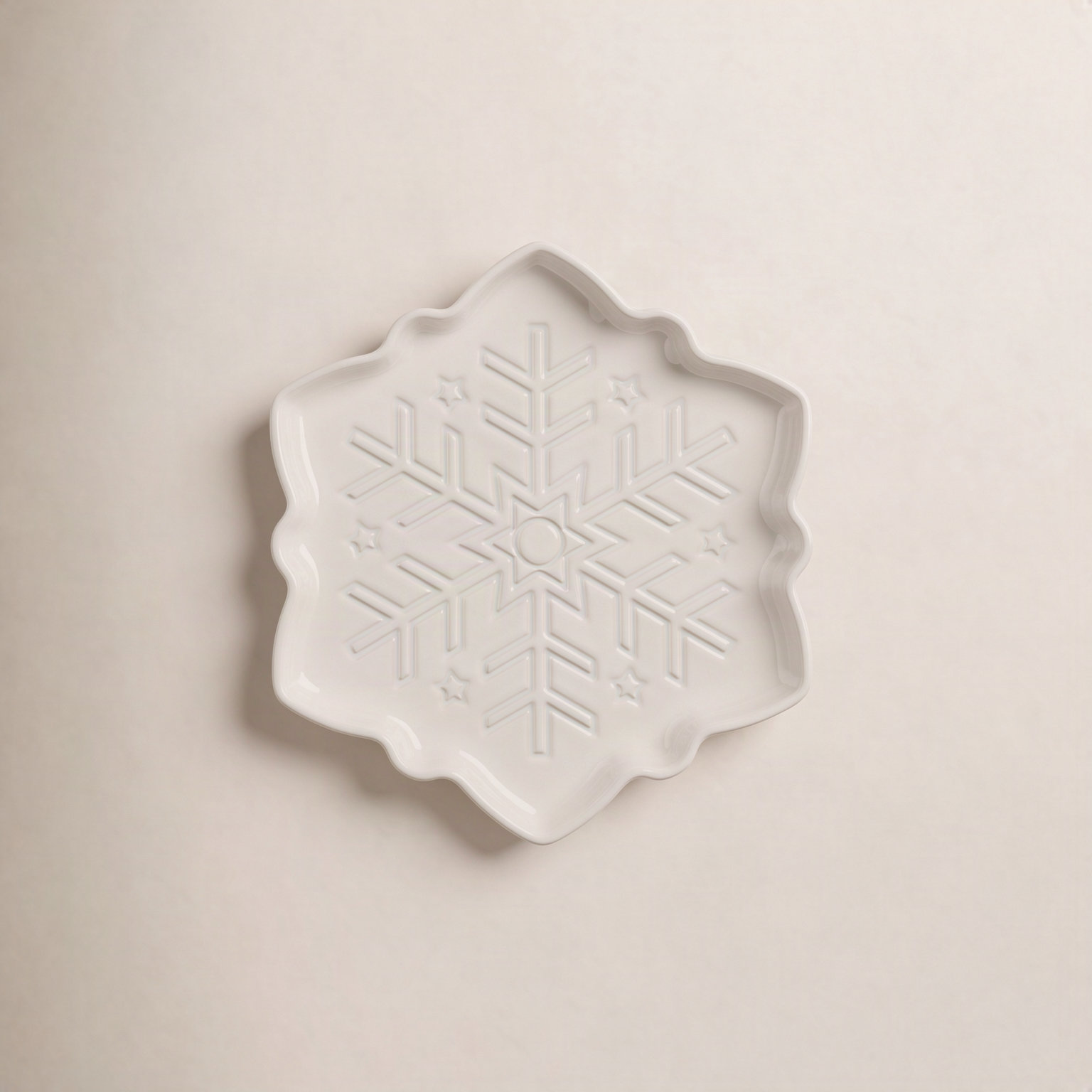 Snowflake Ceramic Salad Plate, White