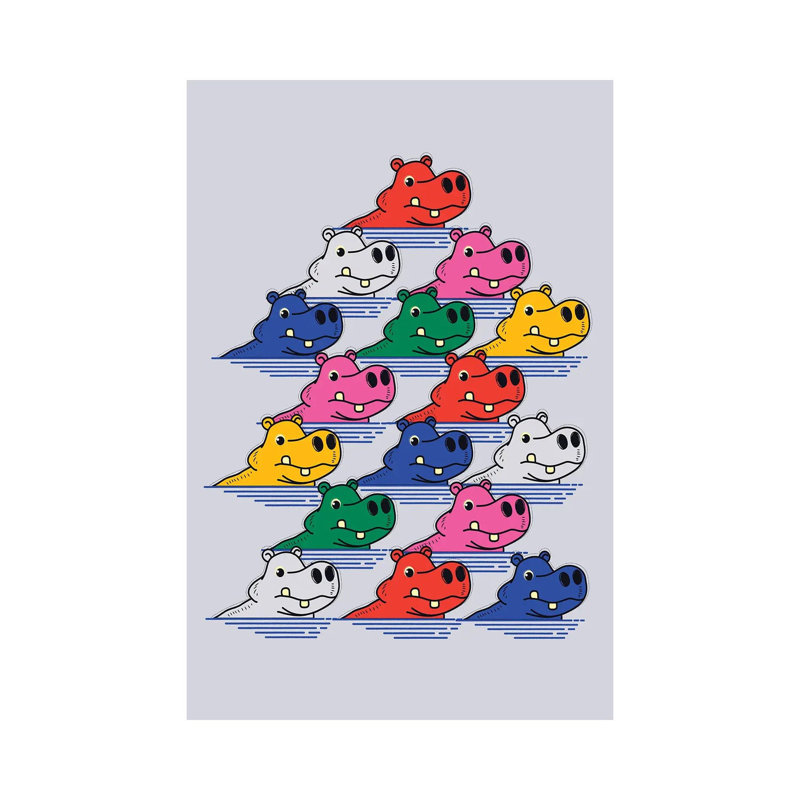 Hippo Family II by Show Me Mars - Gallery-Wrapped Canvas Giclée on Canvas, Canvas, 66.04 cm H x 45.72 cm W x 1.91 cm D