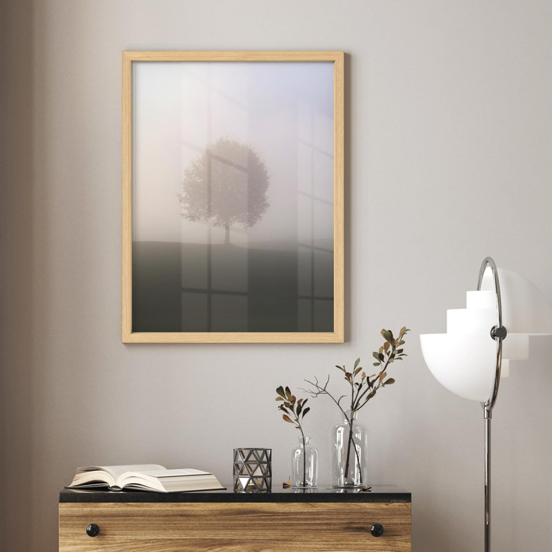 Misty View of Lone Tree in Forest Field Nature Illustration, petit décor, œuvre d'art moderne, Naturel, H 14 po x l 11 po