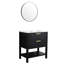 Armoire de salle de bain en contreplaqué 30 po autoportante avec tablette de meuble-lavabo châtaignier noir 2 tiroirs