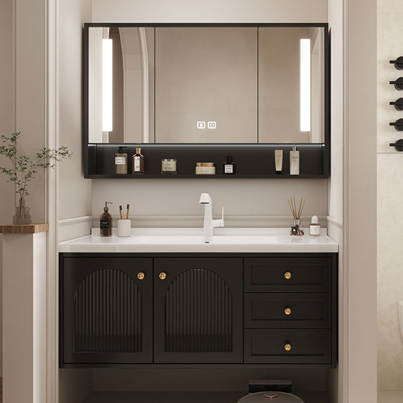 Armoire de salle de bain noire simple de style français